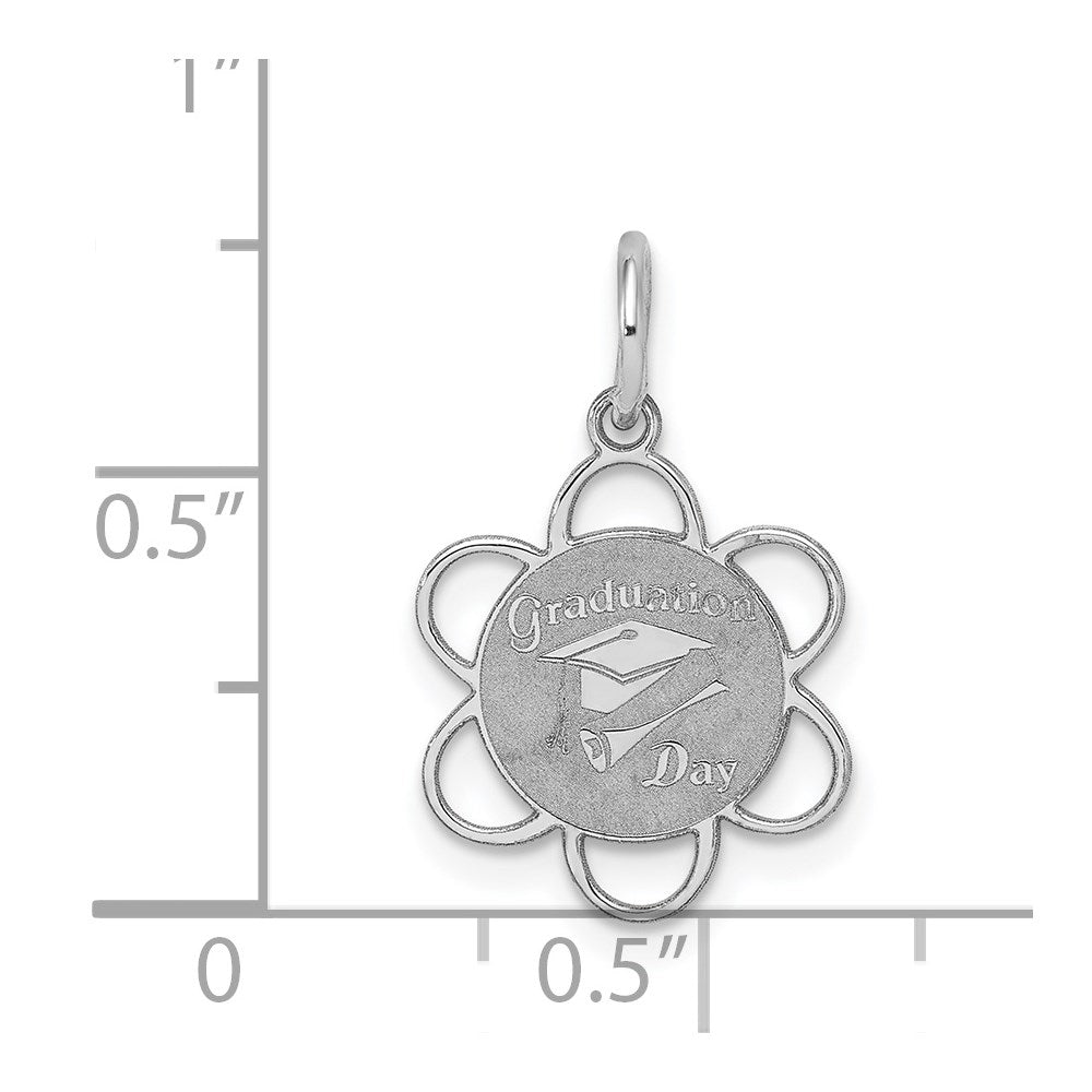 Sterling Silver Rhodium-plated Graduation Day Disc Charm QC2416
