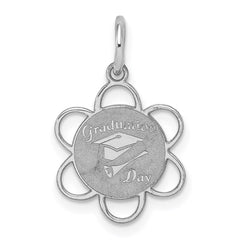 Sterling Silver Rhodium-plated Graduation Day Disc Charm QC2416