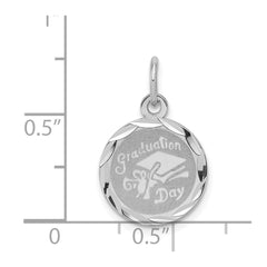 Sterling Silver Rhodium-plated Graduation Day Disc Charm QC2417