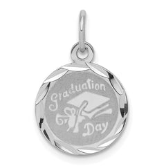 Sterling Silver Rhodium-plated Graduation Day Disc Charm QC2417