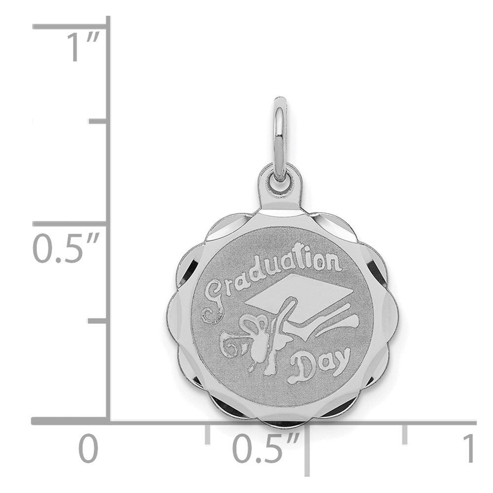 Sterling Silver Rhodium-plated Graduation Day Disc Charm QC2418