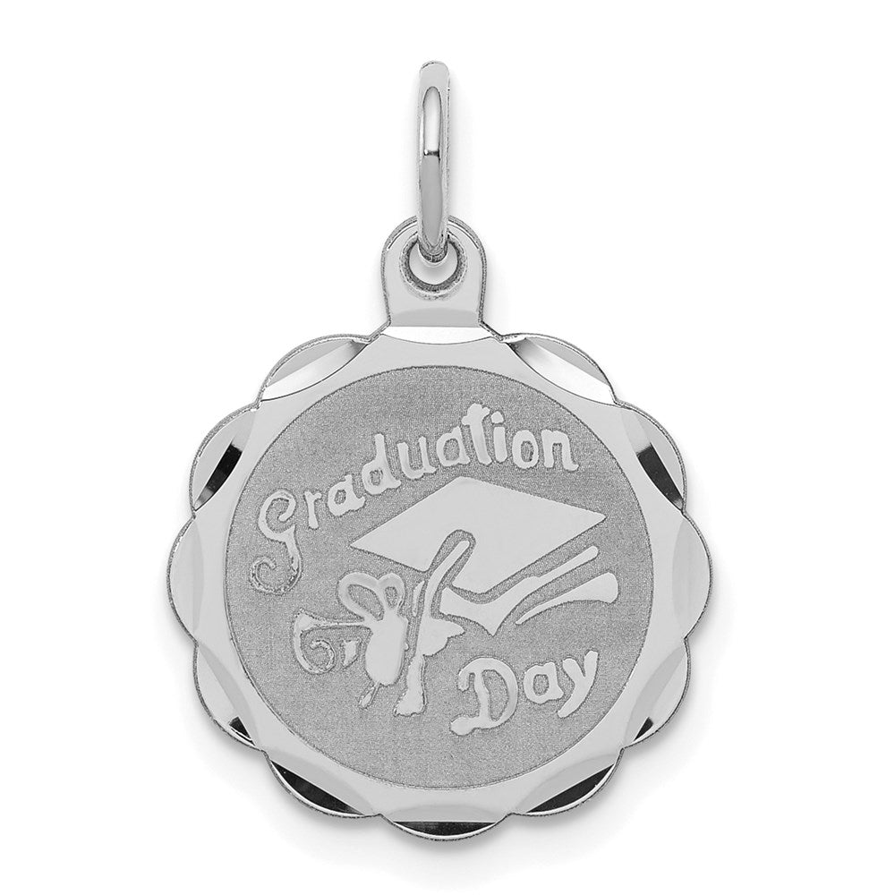 Sterling Silver Rhodium-plated Graduation Day Disc Charm QC2418