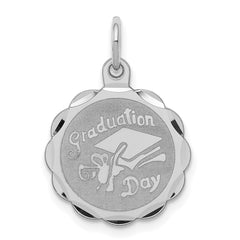 Sterling Silver Rhodium-plated Graduation Day Disc Charm QC2418
