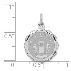 Sterling Silver Rhodium-plated Graduation Day Disc Charm QC2419