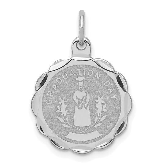Sterling Silver Rhodium-plated Graduation Day Disc Charm QC2419