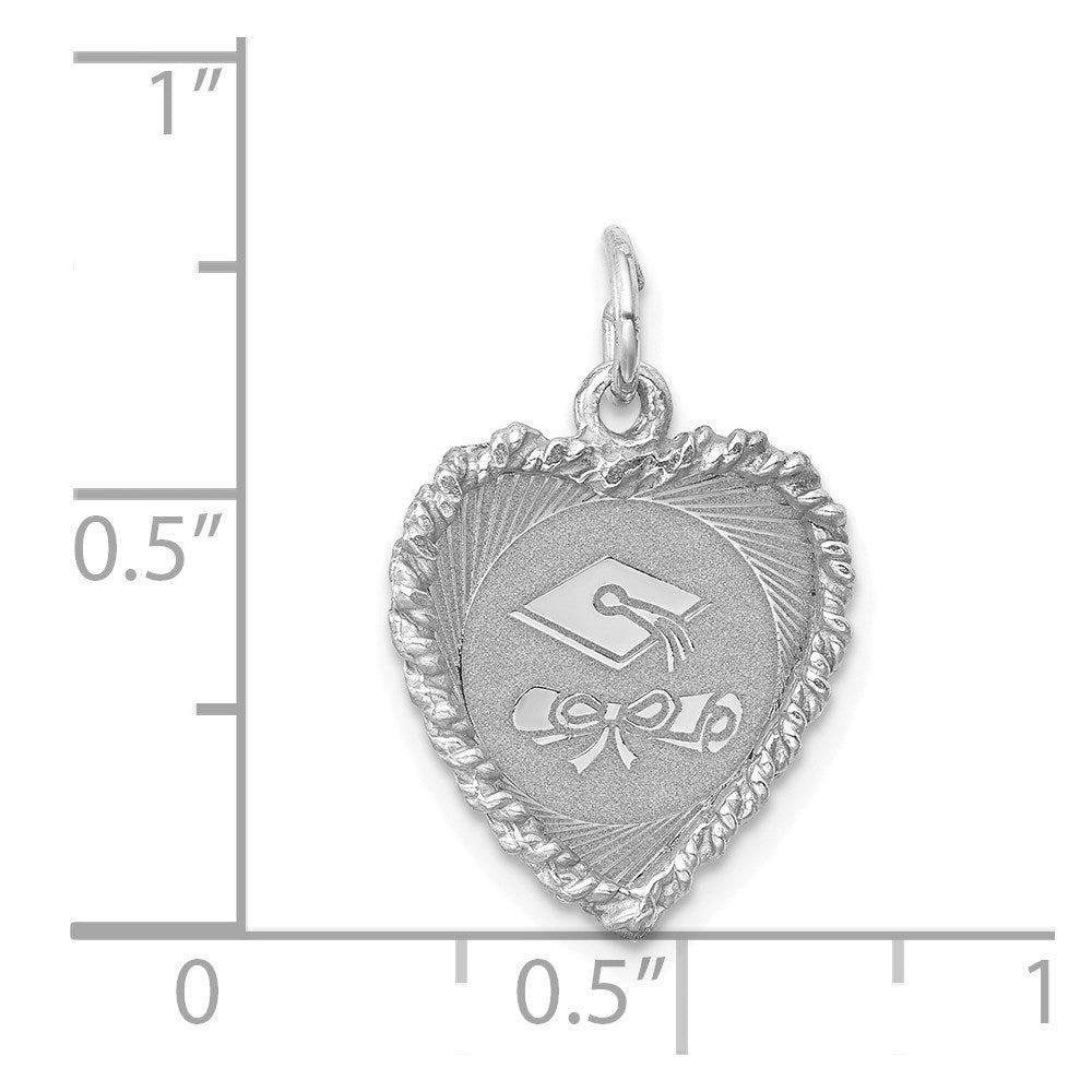 Sterling Silver Rh-plt Graduation Cap & Diploma Polished Disc Cha QC2425