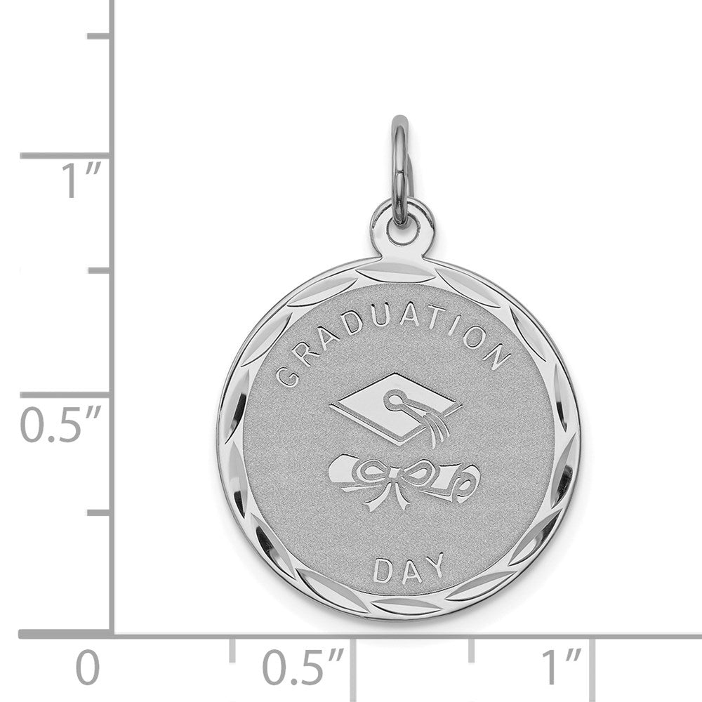 Sterling Silver Rhodium-plated Graduation Day Disc Charm QC2427