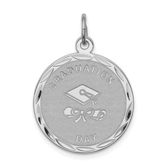 Sterling Silver Rhodium-plated Graduation Day Disc Charm QC2427