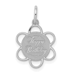 Sterling Silver Rhodium-plated Happy Birthday Disc Charm QC2464