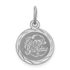 Sterling Silver Rhodium-plated Happy Birthday Disc Charm QC2465