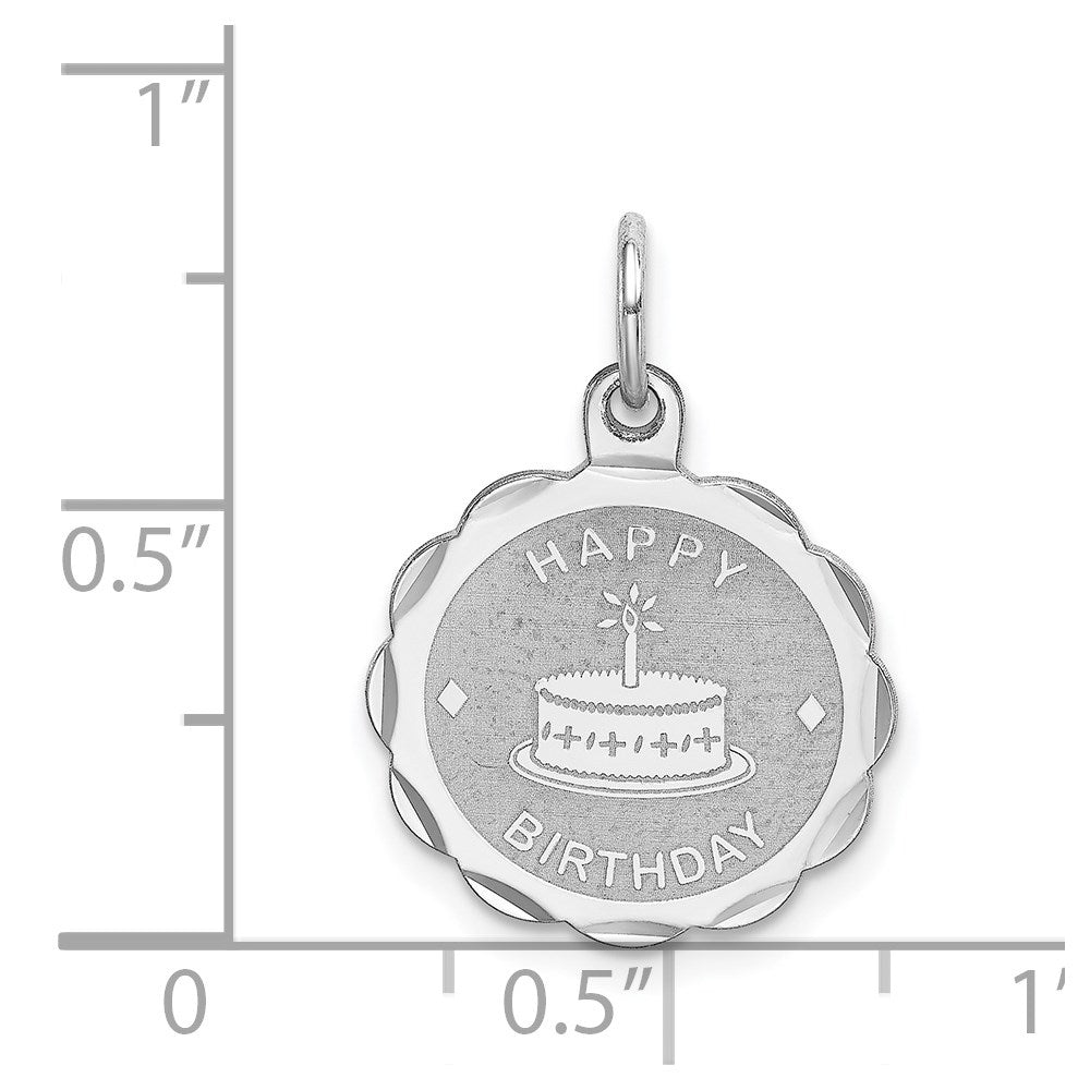Sterling Silver Rhodium-plated Happy Birthday Disc Charm QC2466