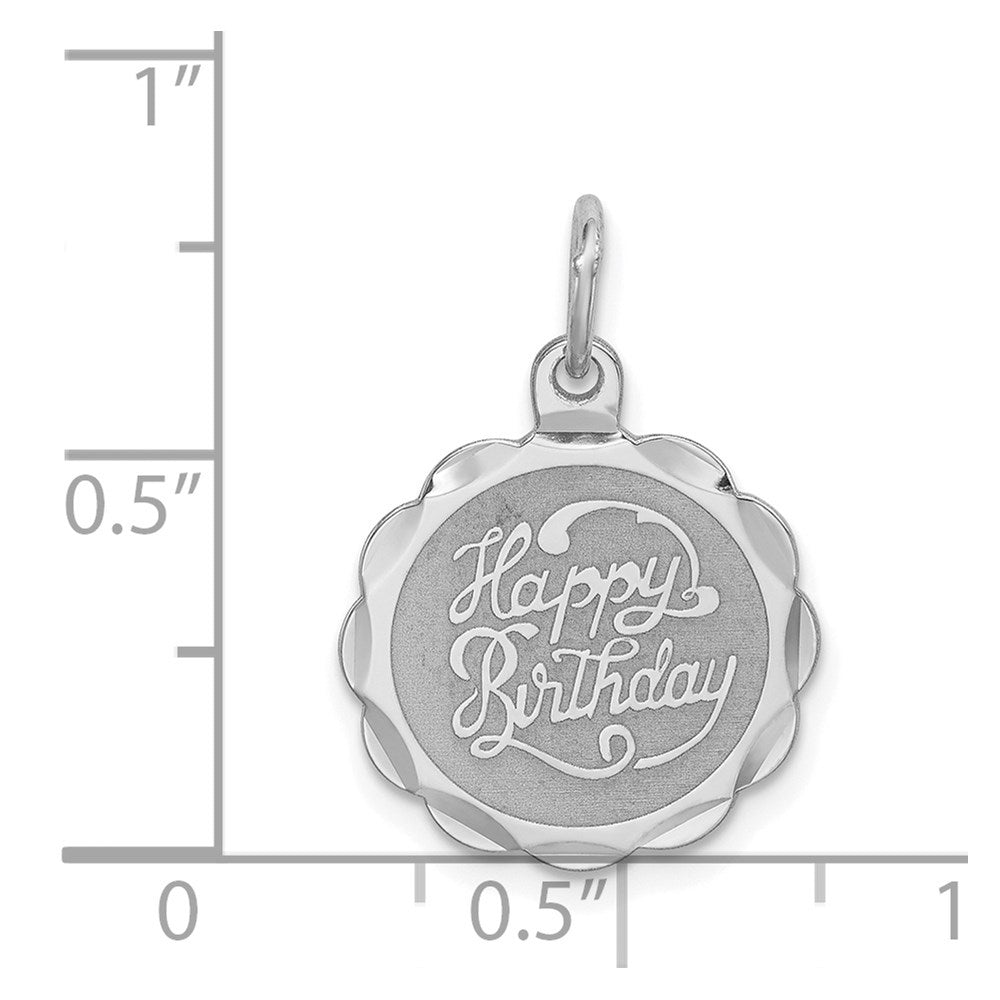 Sterling Silver Rhodium-plated Happy Birthday Disc Charm QC2467