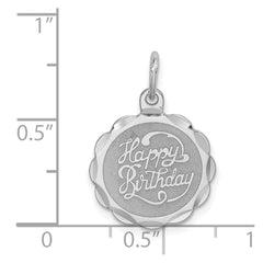 Sterling Silver Rhodium-plated Happy Birthday Disc Charm QC2467