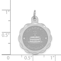 Sterling Silver Rhodium-plated Happy Birthday Disc Charm QC2470