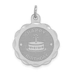 Sterling Silver Rhodium-plated Happy Birthday Disc Charm QC2470
