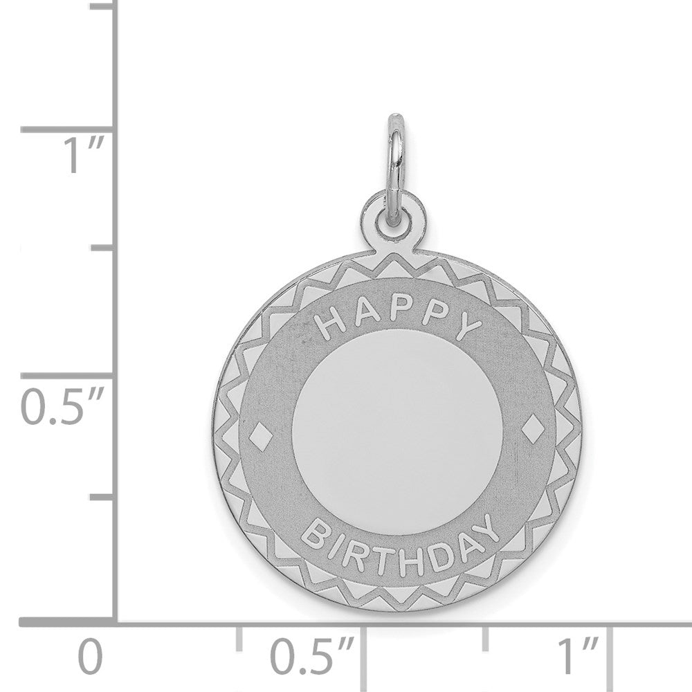 Sterling Silver Rhodium-plated Happy Birthday Disc Charm QC2473