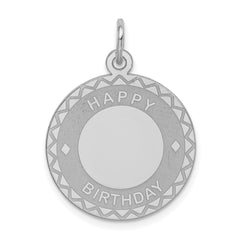 Sterling Silver Rhodium-plated Happy Birthday Disc Charm QC2473