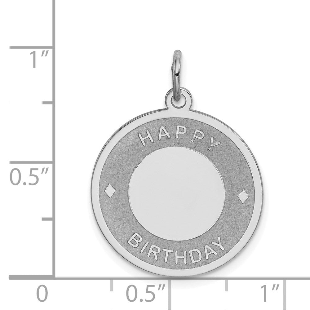 Sterling Silver Rhodium-plated Happy Birthday Disc Charm QC2474