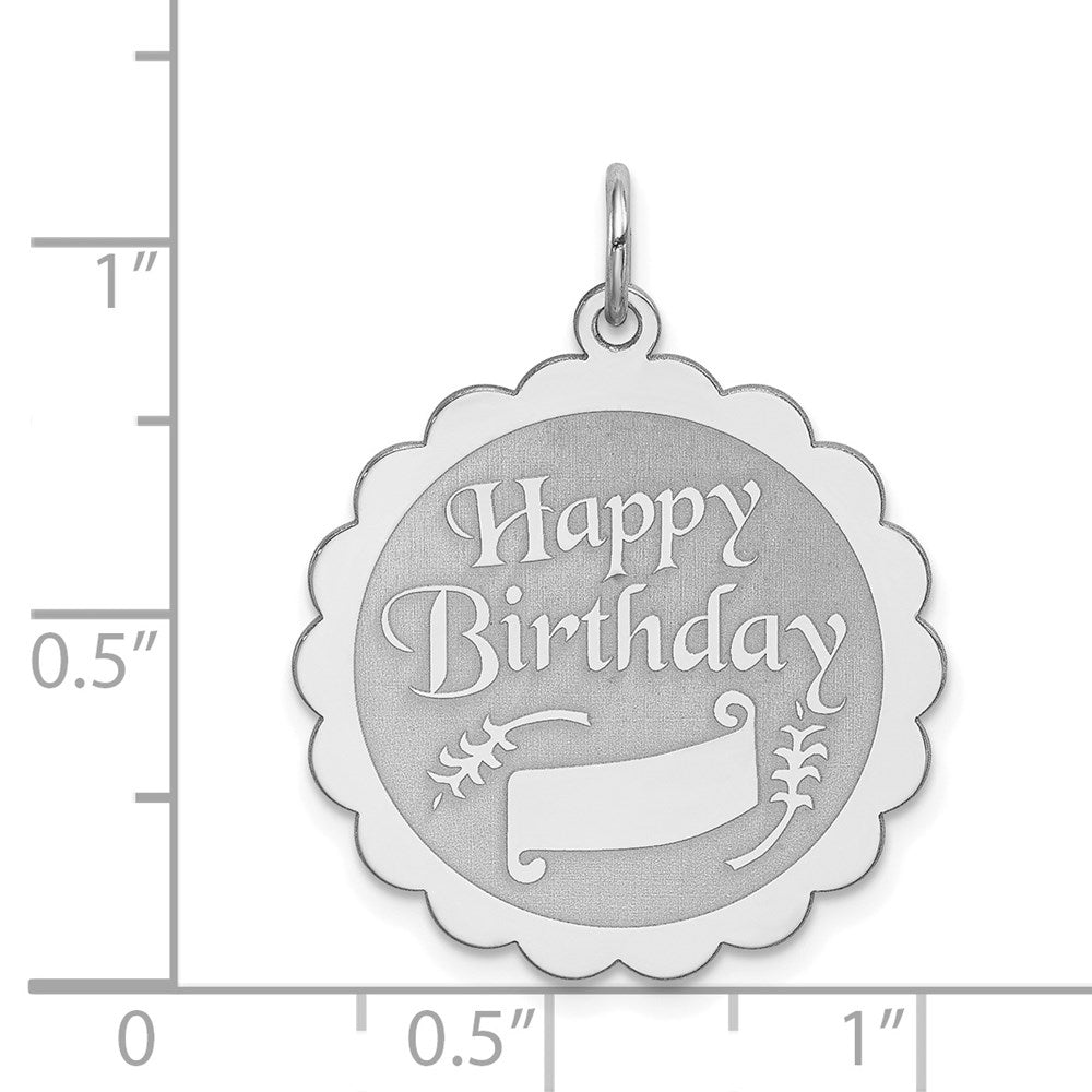 Sterling Silver Rhodium-plated Happy Birthday Disc Charm QC2478