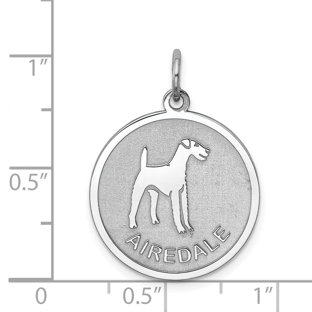 Sterling Silver Rhodium-plated Airedale Disc Charm QC2671