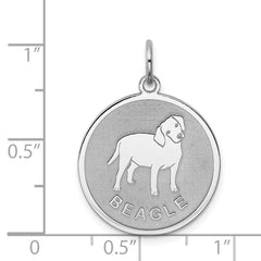 Sterling Silver Rhodium-plated Beagle Disc Charm QC2672