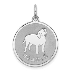 Sterling Silver Rhodium-plated Beagle Disc Charm QC2672