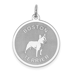 Sterling Silver Rhodium-plated Boston Terrier Disc Charm QC2673