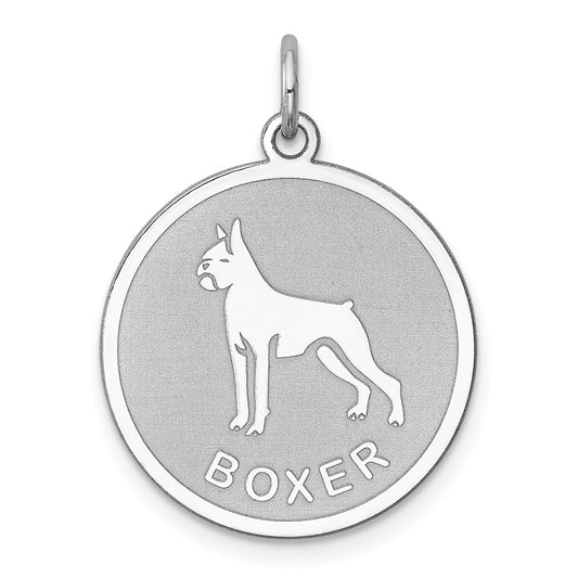 Sterling Silver Rhodium-plated Boxer Disc Charm QC2674
