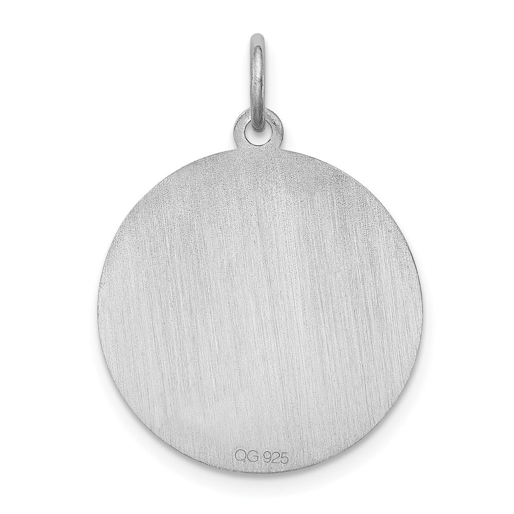 Sterling Silver Rhodium-plated Brittany Spaniel Disc Charm QC2675