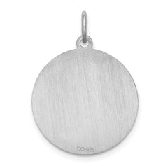 Sterling Silver Rhodium-plated Brittany Spaniel Disc Charm QC2675