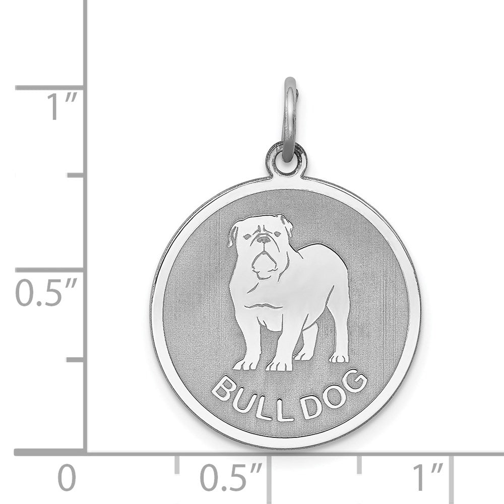 Sterling Silver Rhodium-plated Bull Dog Disc Charm QC2676