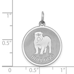 Sterling Silver Rhodium-plated Bull Dog Disc Charm QC2676