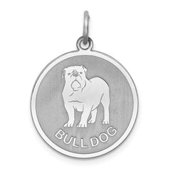 Sterling Silver Rhodium-plated Bull Dog Disc Charm QC2676
