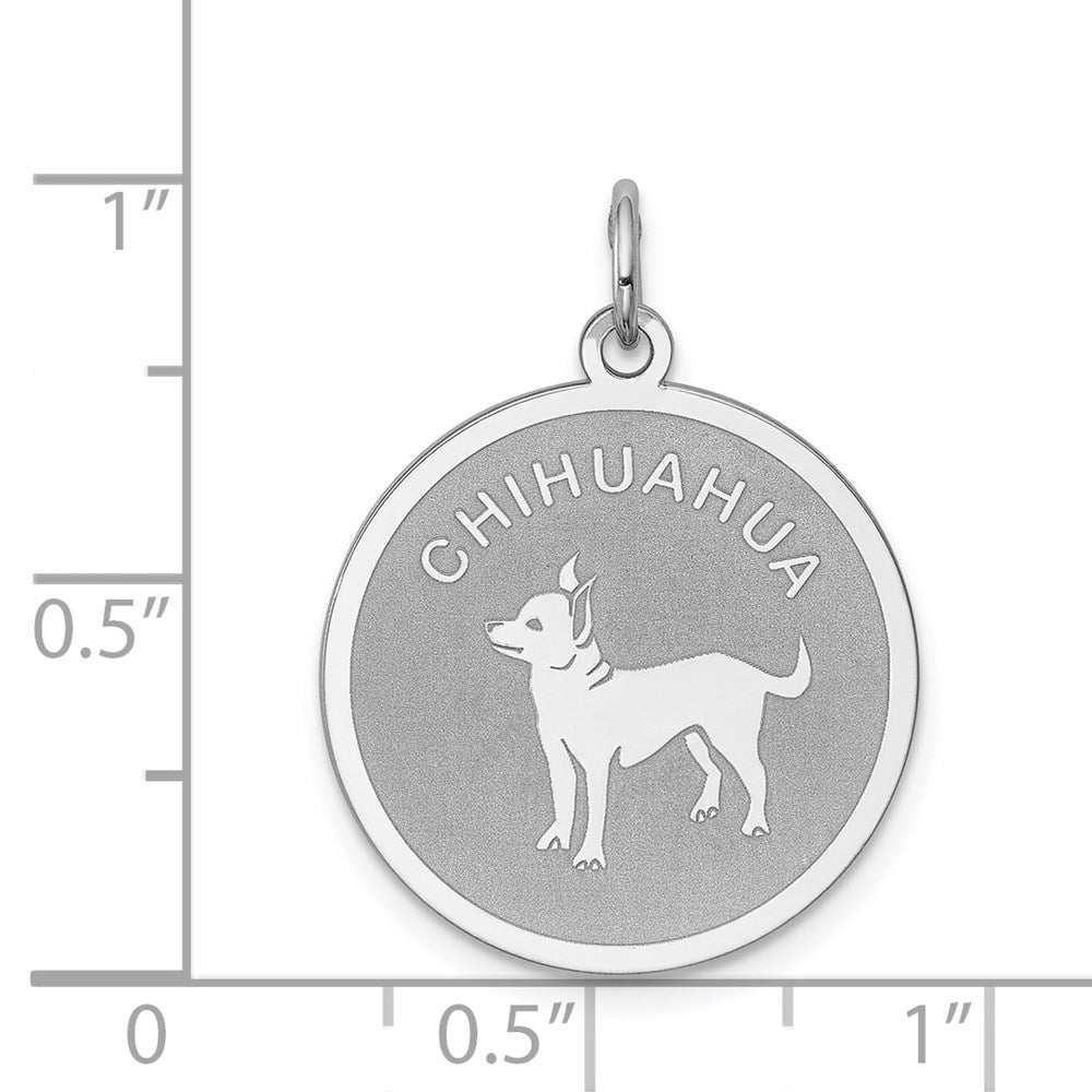 Sterling Silver Rhodium-plated Chihuahua Disc Charm QC2678