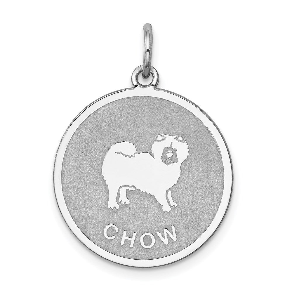Sterling Silver Rhodium-plated Chow Disc Charm QC2679