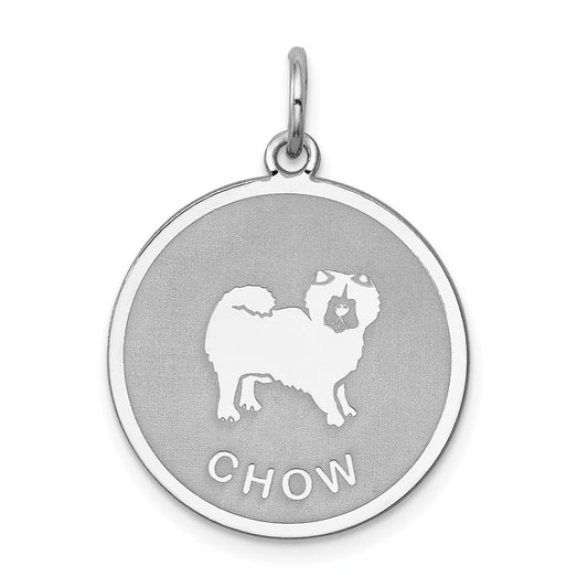 Sterling Silver Rhodium-plated Chow Disc Charm QC2679
