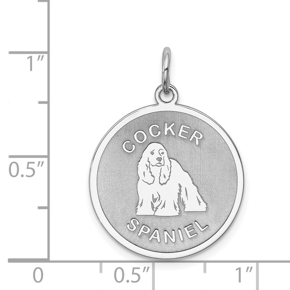 Sterling Silver Rhodium-plated Cocker Spaniel Disc Charm QC2680