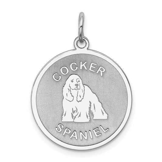 Sterling Silver Rhodium-plated Cocker Spaniel Disc Charm QC2680