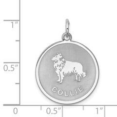 Sterling Silver Rhodium-plated Collie Disc Charm QC2681