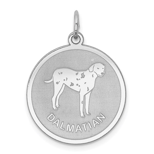 Sterling Silver Rhodium-plated Dalmatian Disc Charm QC2682