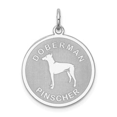 Sterling Silver Rhodium-plated Doberman Pinscher Disc Charm QC2683