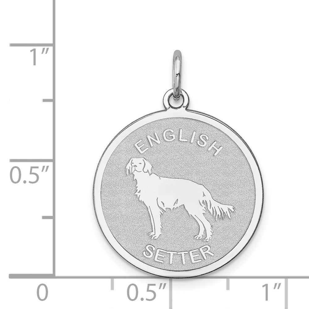 Sterling Silver Rhodium-plated English Setter Disc Charm QC2684