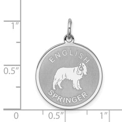 Sterling Silver Rhodium-plated English Springer Disc Charm QC2685