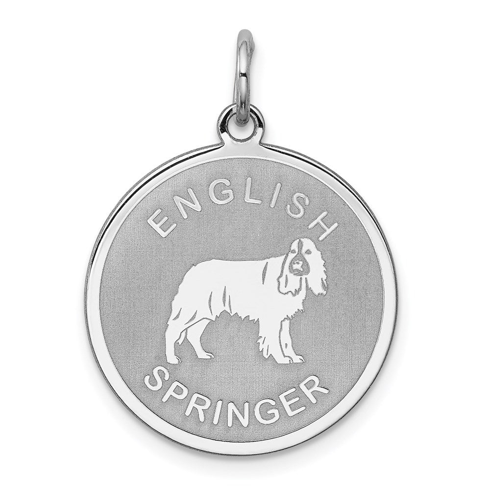 Sterling Silver Rhodium-plated English Springer Disc Charm QC2685
