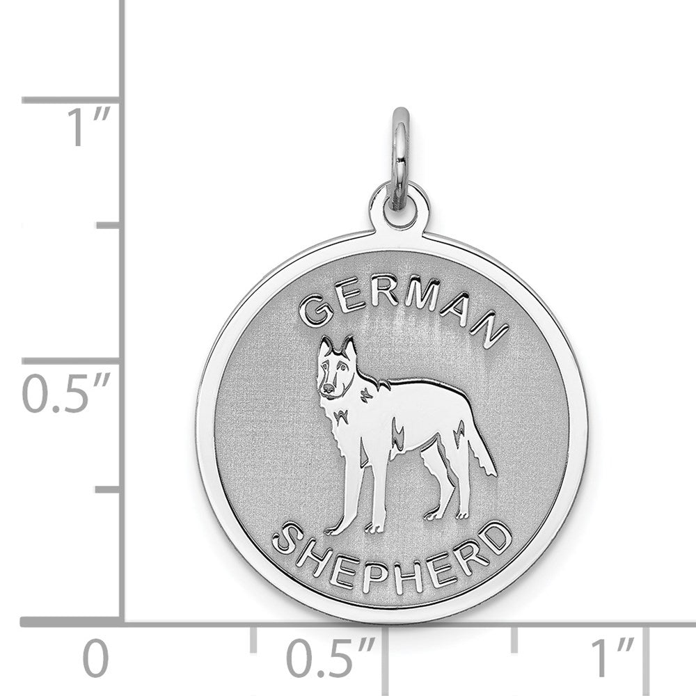 Sterling Silver Rhodium-plated German Shepherd Disc Charm QC2686