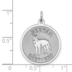 Sterling Silver Rhodium-plated German Shepherd Disc Charm QC2686