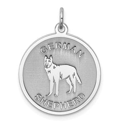 Sterling Silver Rhodium-plated German Shepherd Disc Charm QC2686