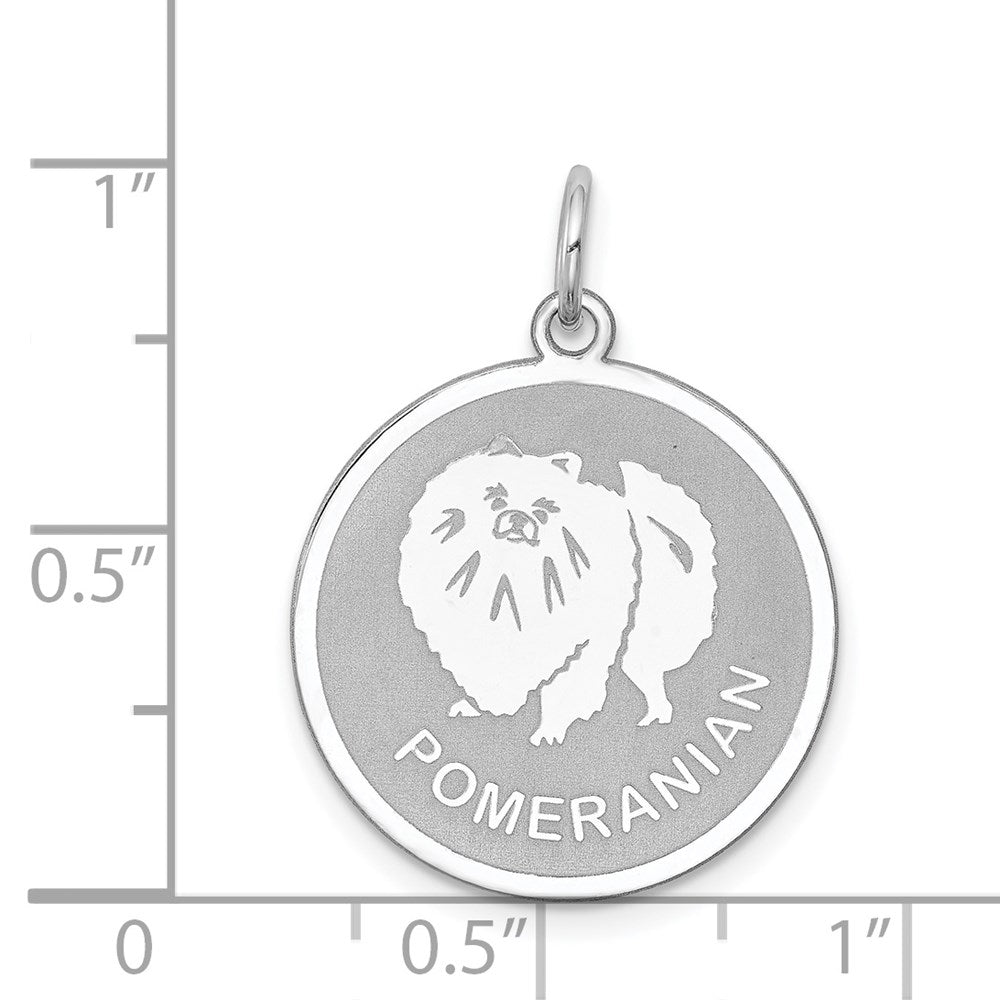 Sterling Silver Rhodium-plated Pomeranian Disc Charm QC2697
