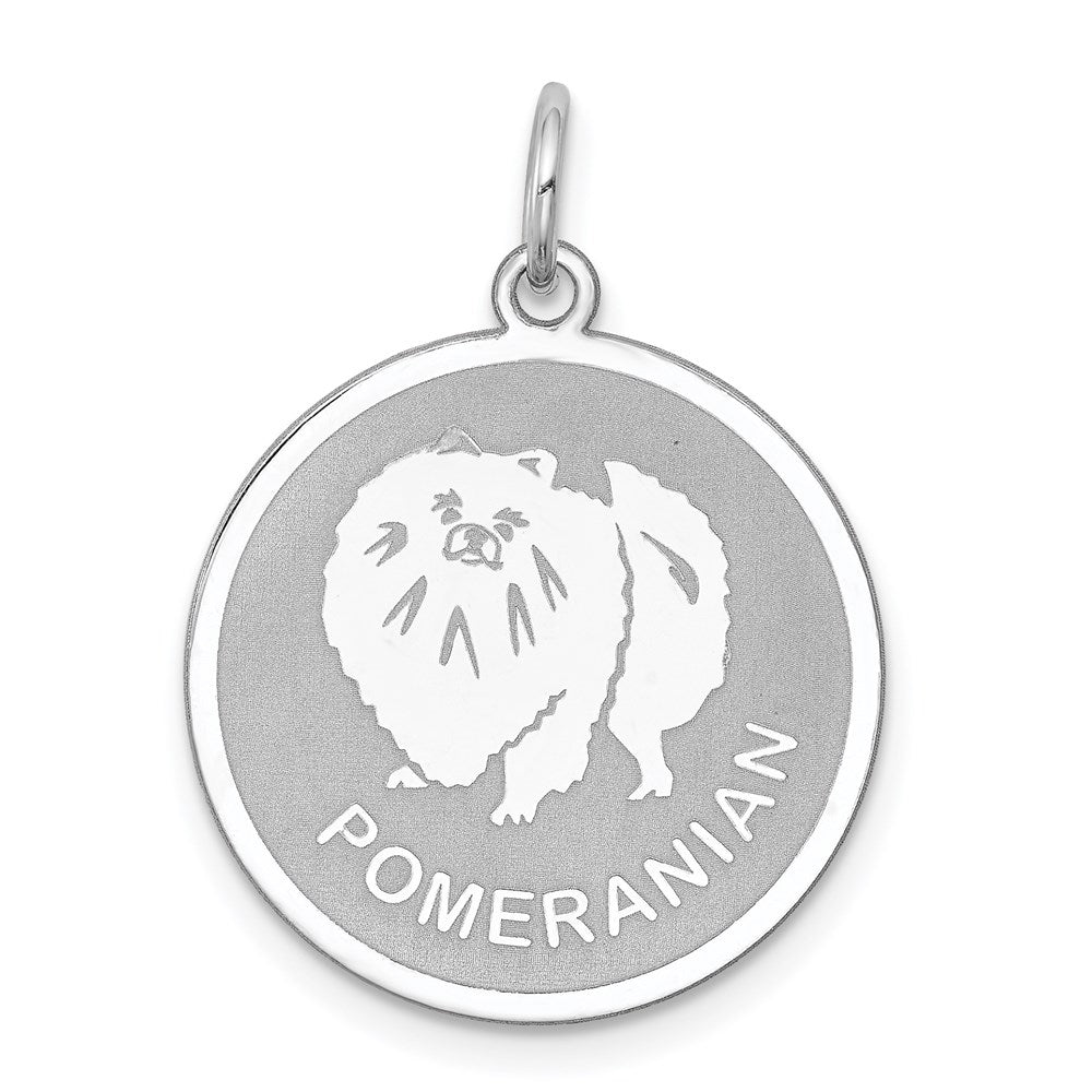 Sterling Silver Rhodium-plated Pomeranian Disc Charm QC2697