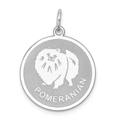 Sterling Silver Rhodium-plated Pomeranian Disc Charm QC2697